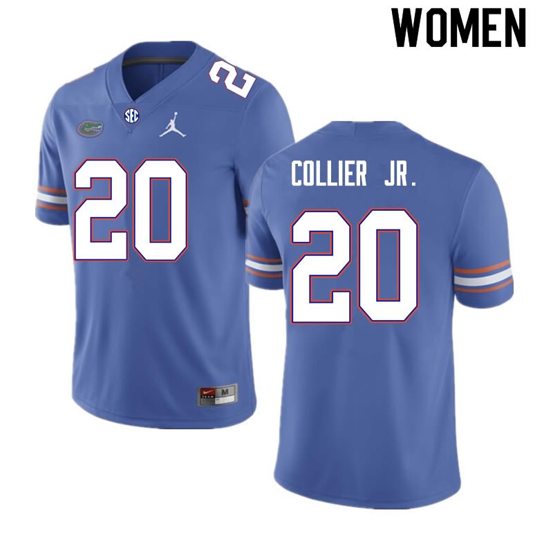 NCAA Florida Gators Corey Collier Jr. Women's #20 Nike Royal Stitched Authentic College Football Jersey ABR8664UI